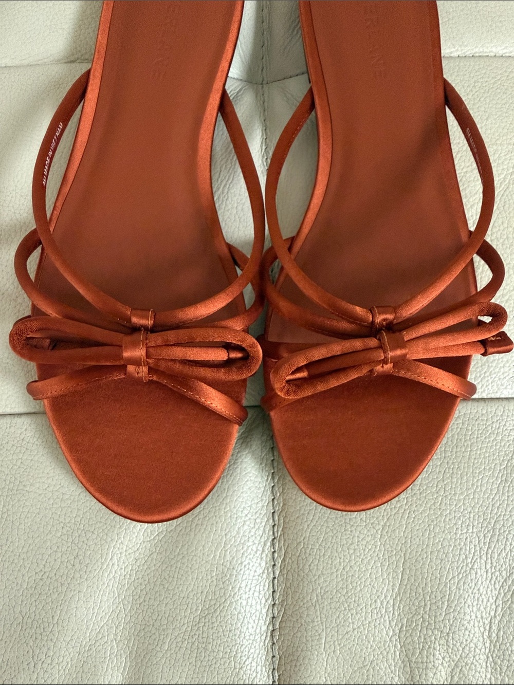 Everlane Satin Bow Slide Sandals in Rust - Picture 4 of 6